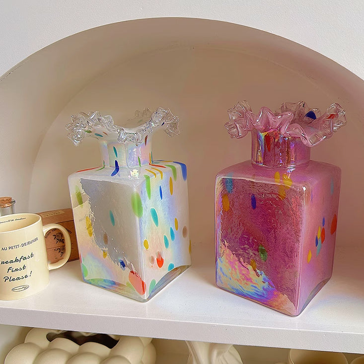 4color square glass vase