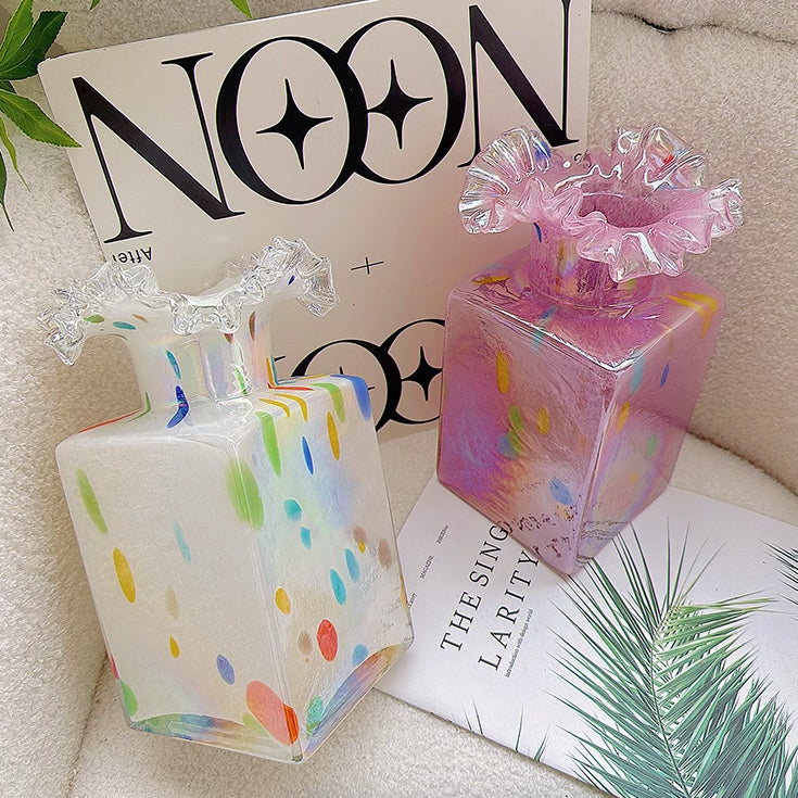 4color square glass vase
