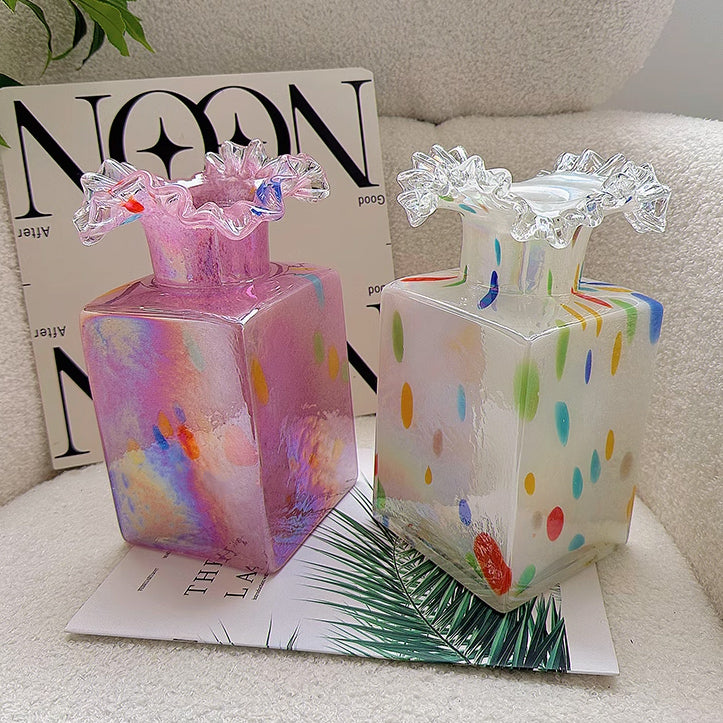 4color square glass vase