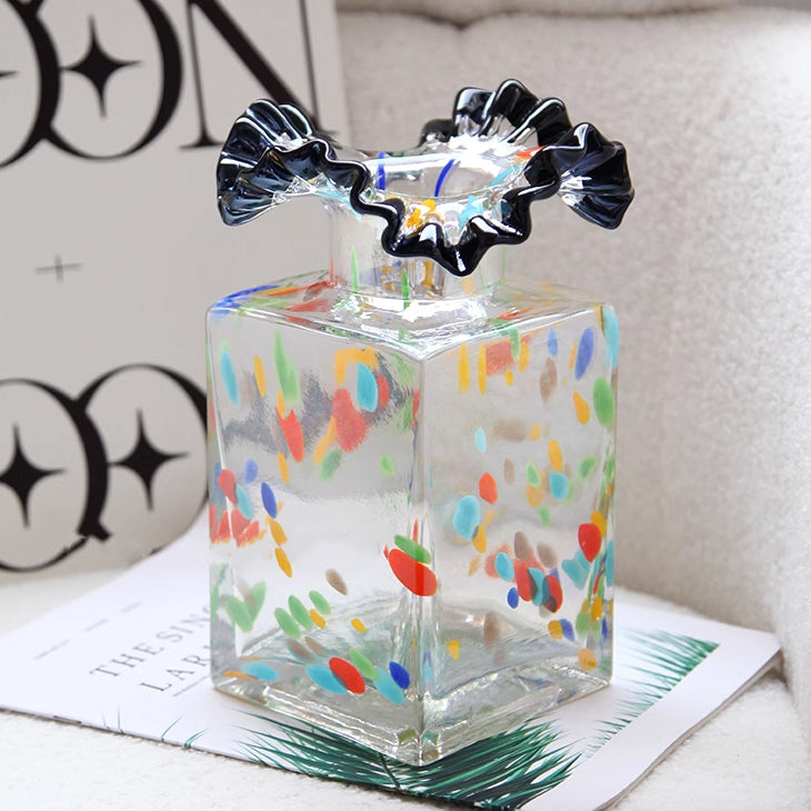 4color square glass vase