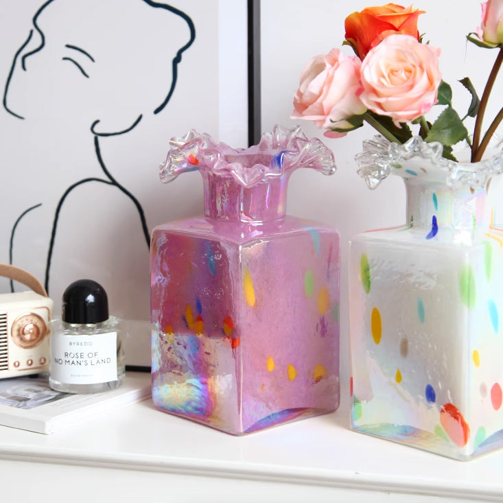 4color square glass vase