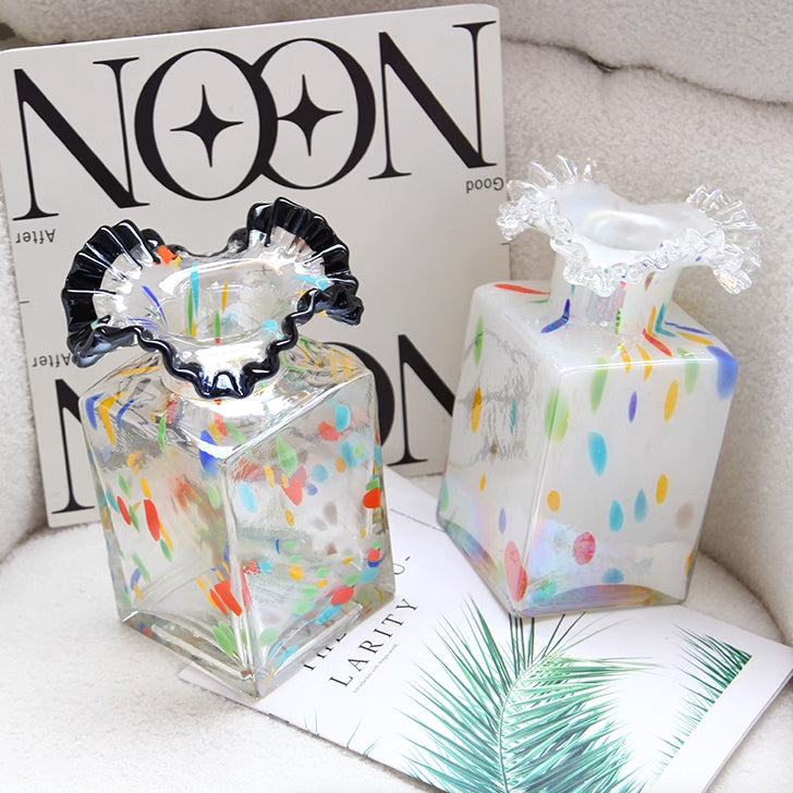 4color square glass vase