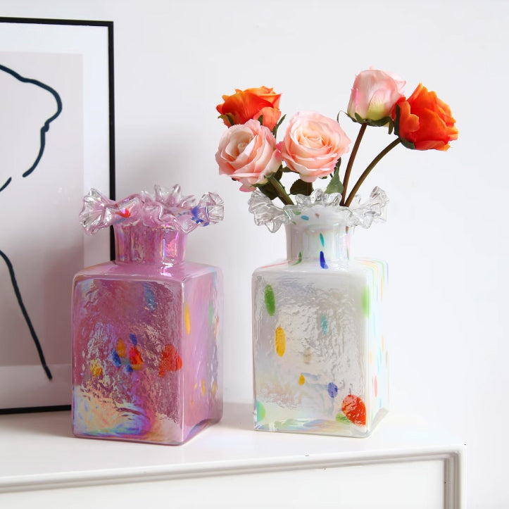 4color square glass vase
