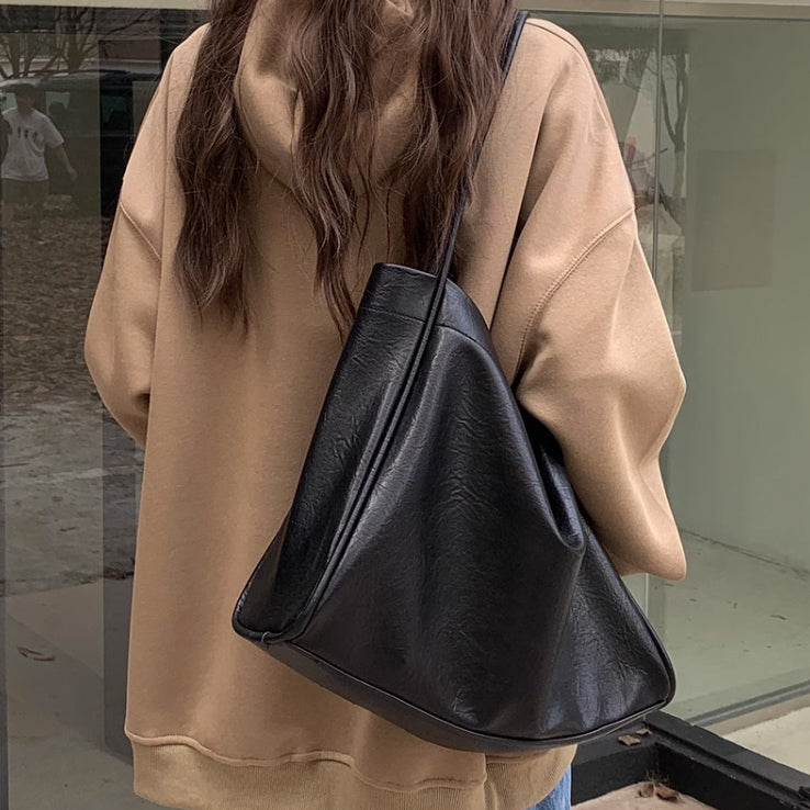 2color soft leather tote bag
