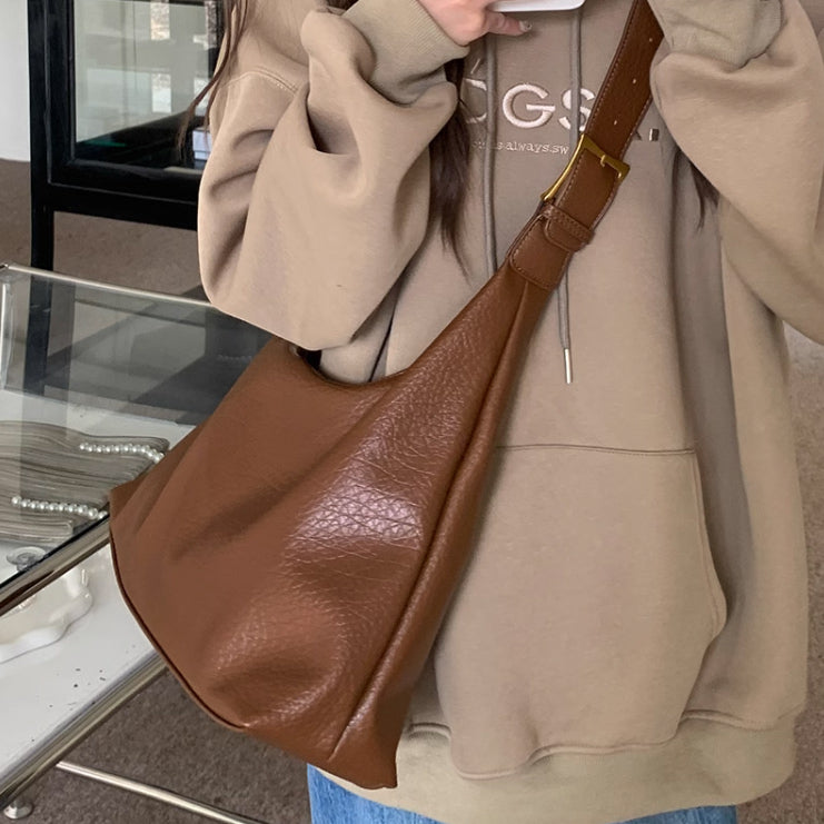 3color belt leather shoulder bag