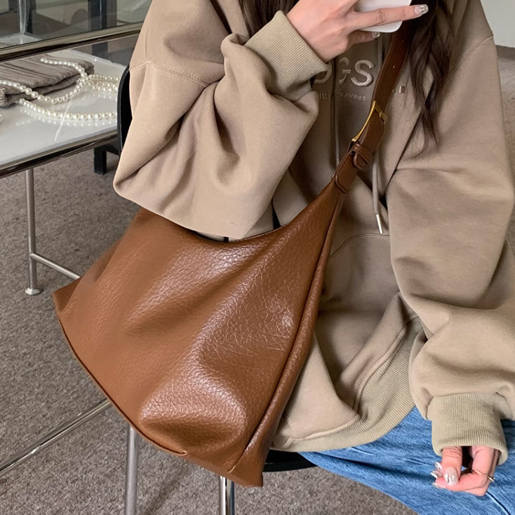 3color belt leather shoulder bag