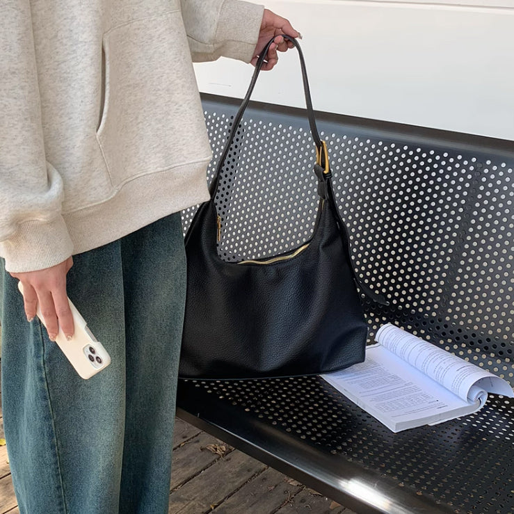 3color belt leather shoulder bag