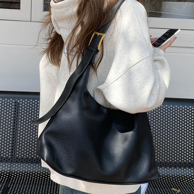 3color belt leather shoulder bag