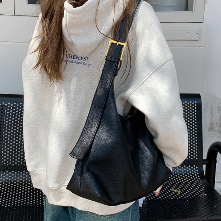 3color belt leather shoulder bag