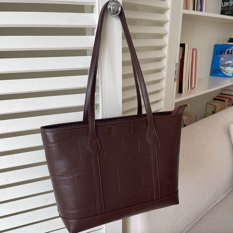 2color formal leather tote bag