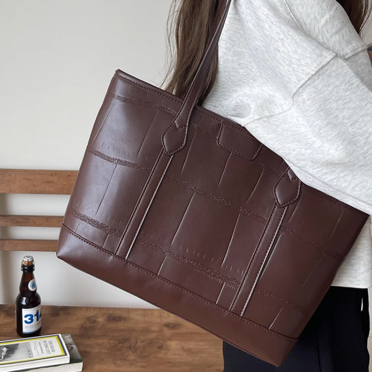 2color formal leather tote bag
