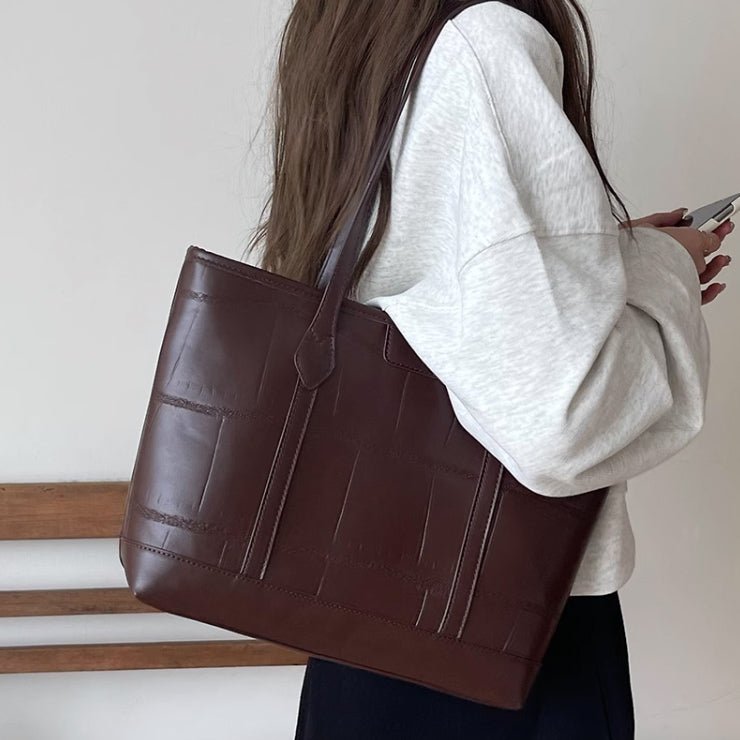 2color formal leather tote bag