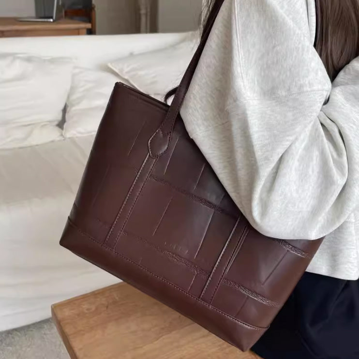 2color formal leather tote bag