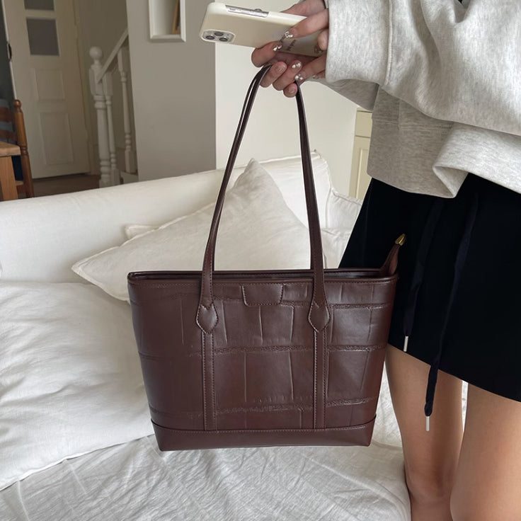 2color formal leather tote bag