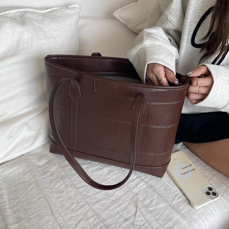 2color formal leather tote bag