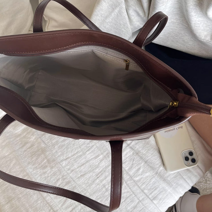 2color formal leather tote bag