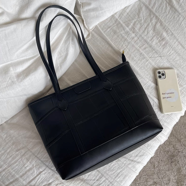 2color formal leather tote bag