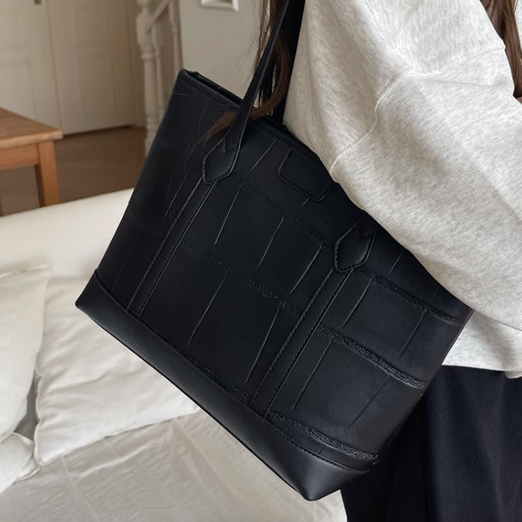 2color formal leather tote bag