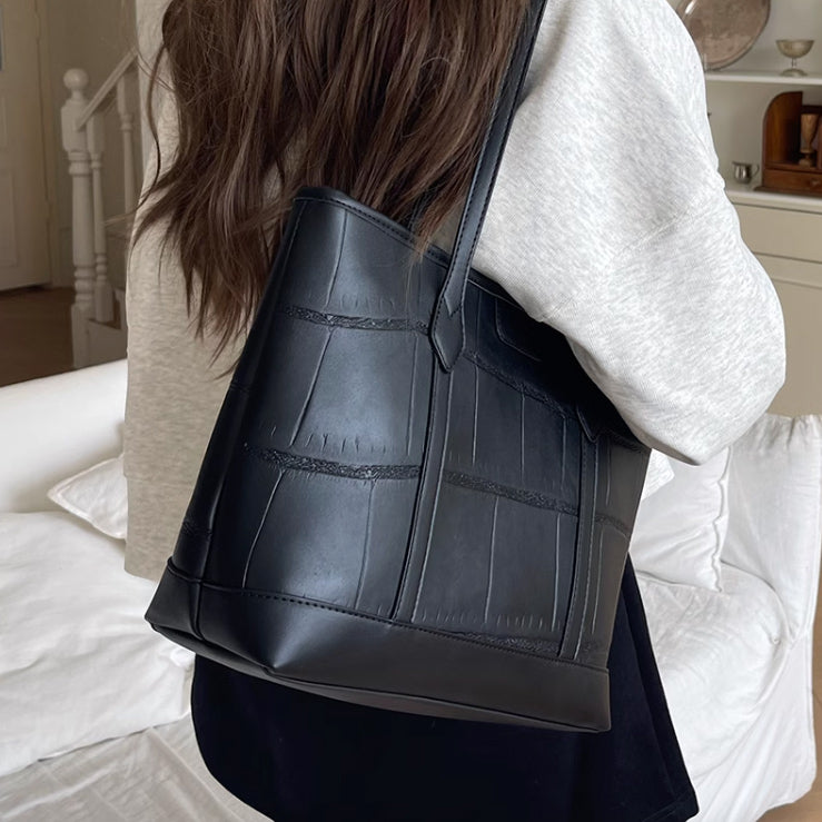 2color formal leather tote bag