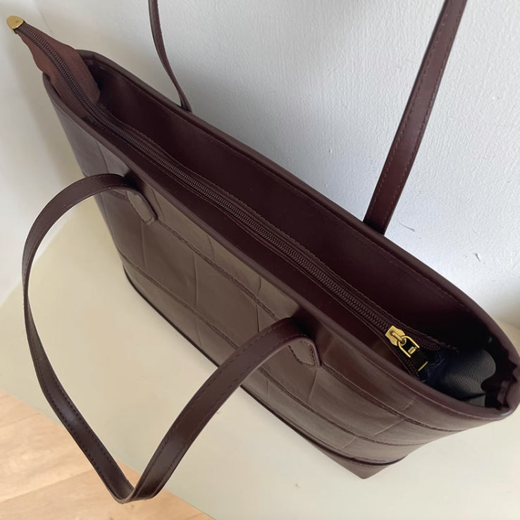 2color formal leather tote bag