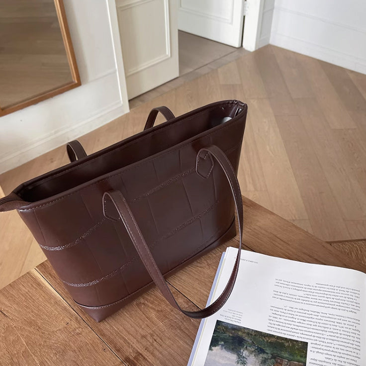 2color formal leather tote bag