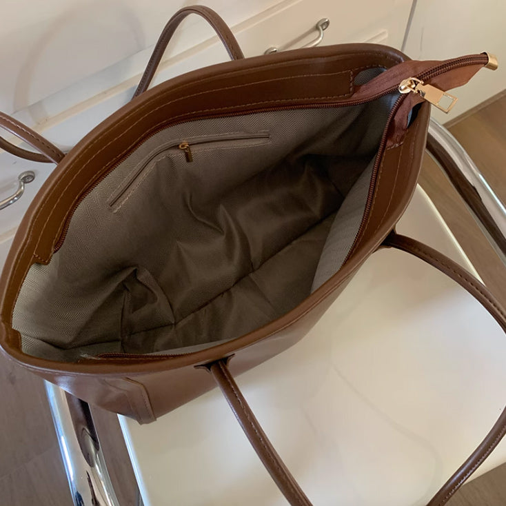 4color simple leather tote bag
