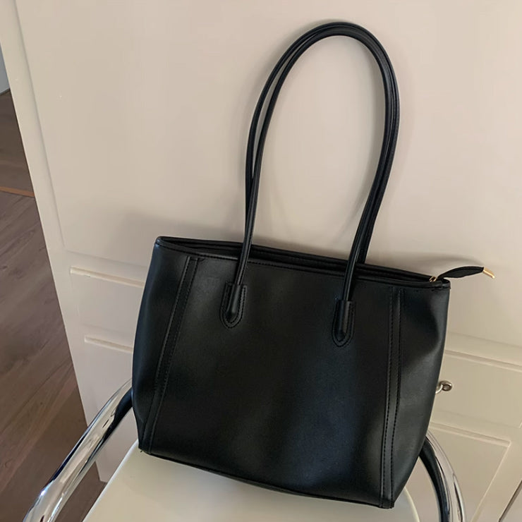 4color simple leather tote bag