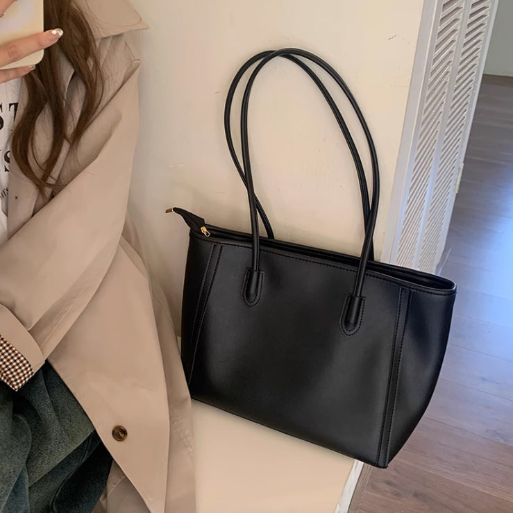 4color simple leather tote bag