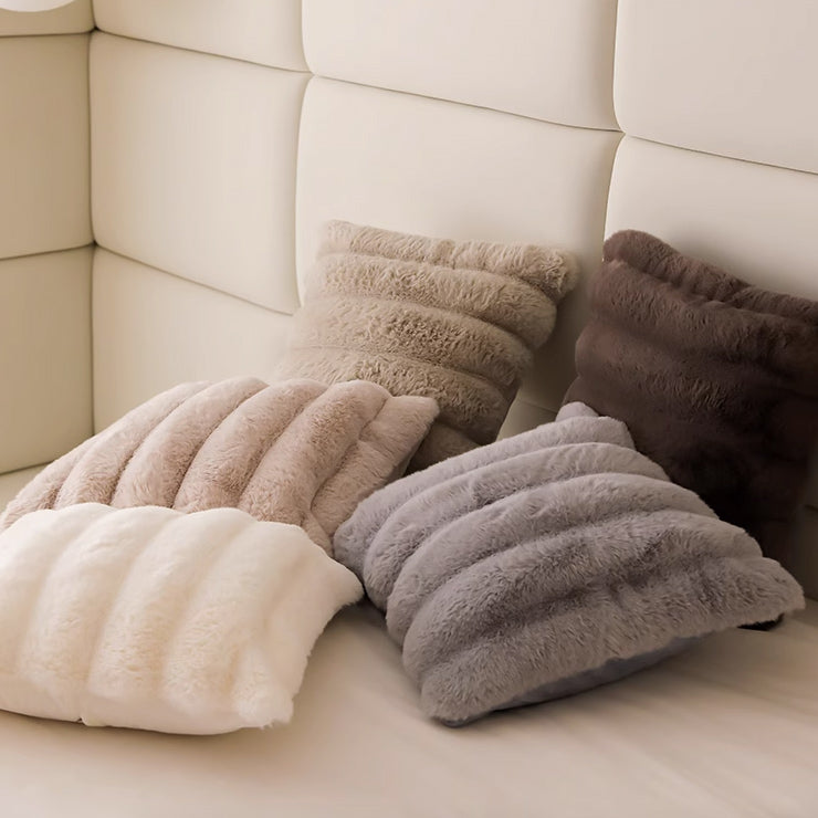 5color stripe fur cushion