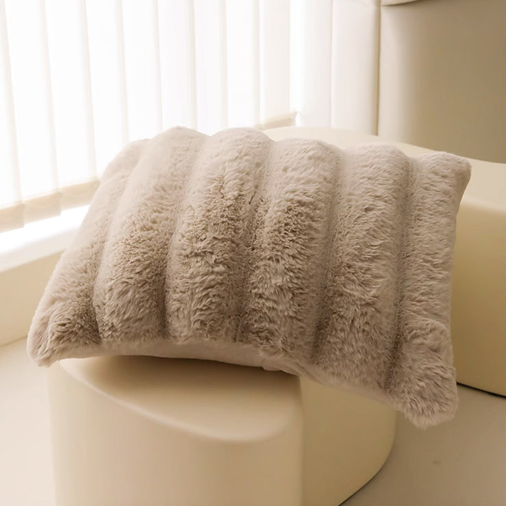 5color stripe fur cushion