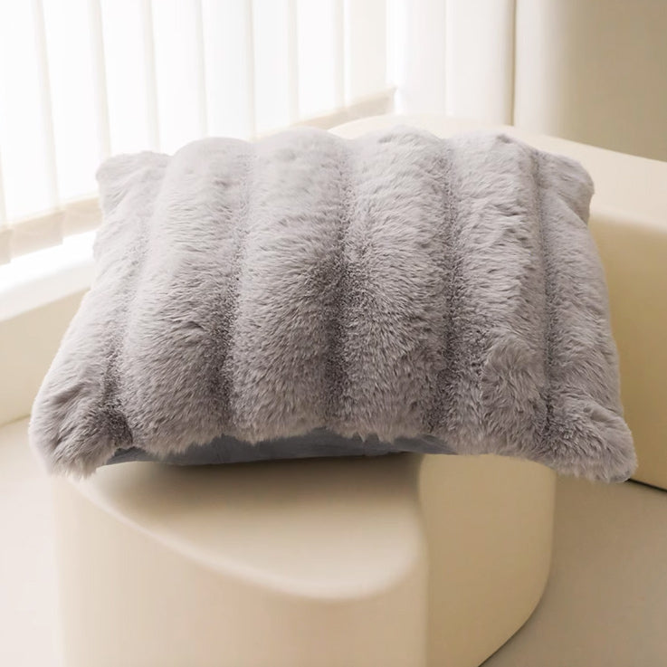 5color stripe fur cushion