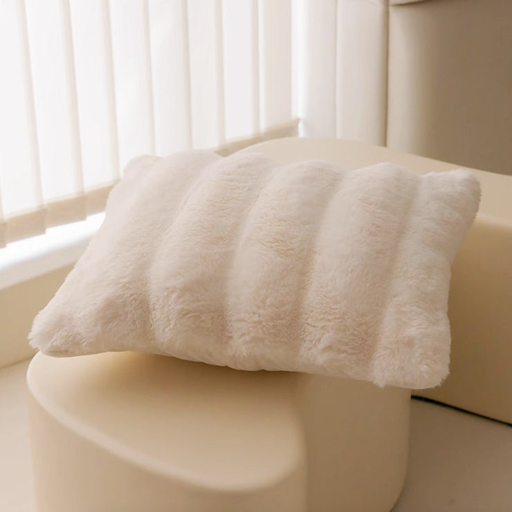 5color stripe fur cushion