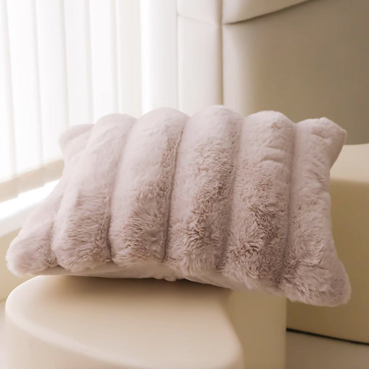 5color stripe fur cushion