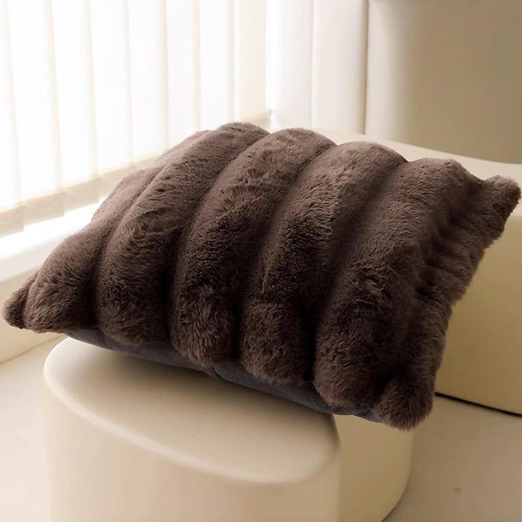 5color stripe fur cushion
