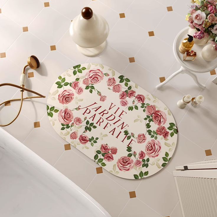 2design elegant rose bath mat