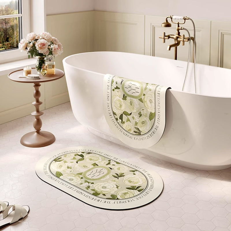 refresh green flower bath mat