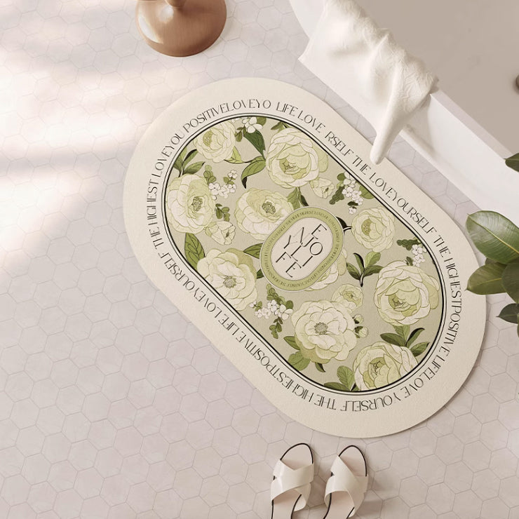 refresh green flower bath mat