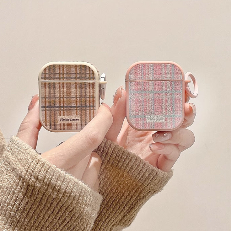 2color elegant check Airpods case