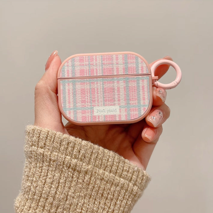 2color elegant check Airpods case