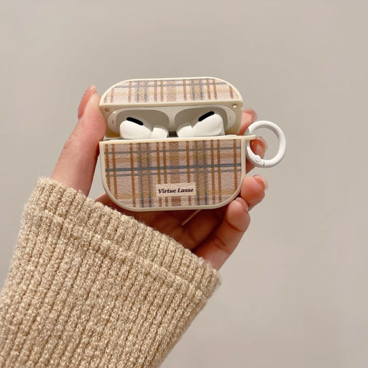 2color elegant check Airpods case