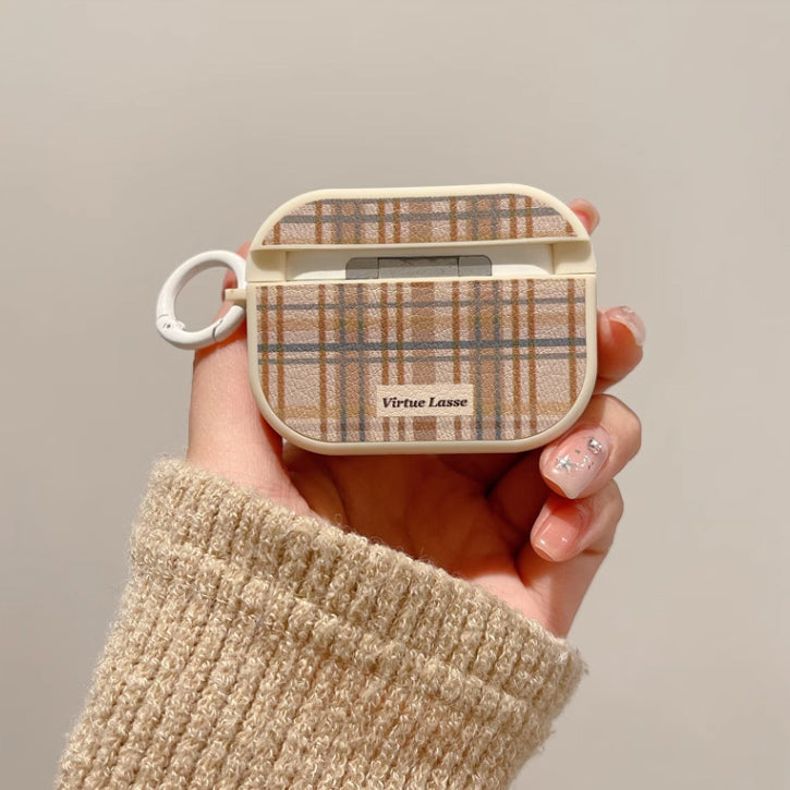 2color elegant check Airpods case