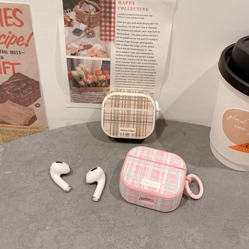 2color elegant check Airpods case