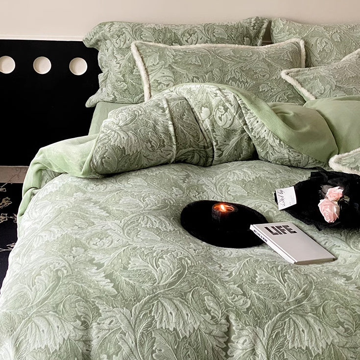 2color velvet flower bedlinen set