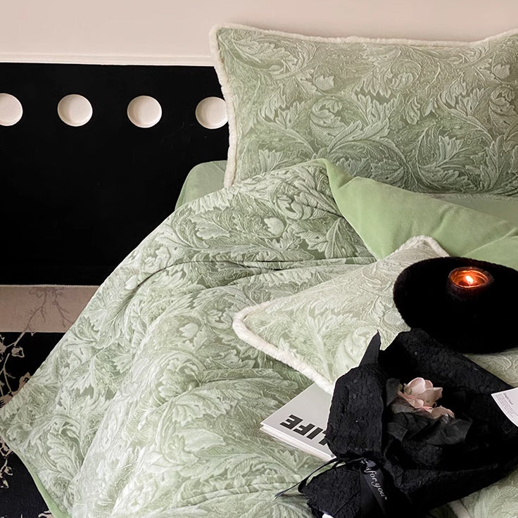 2color velvet flower bedlinen set