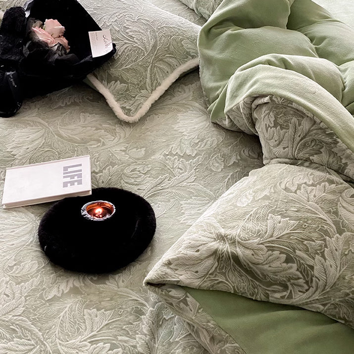 2color velvet flower bedlinen set