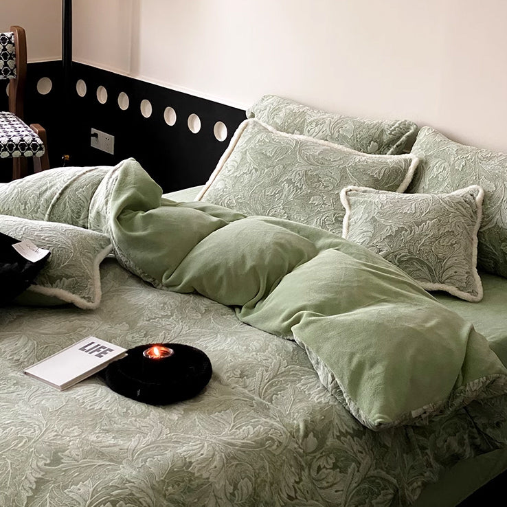 2color velvet flower bedlinen set