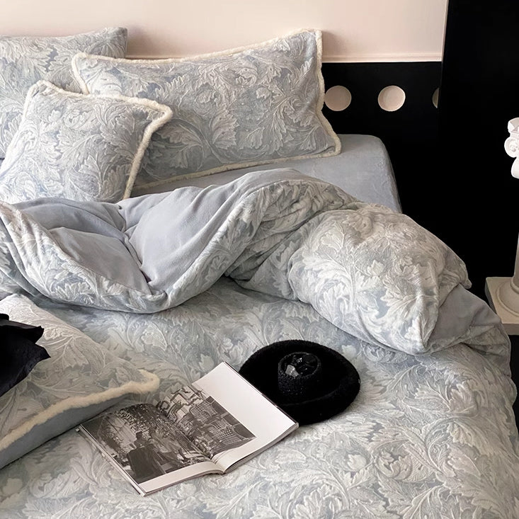 2color velvet flower bedlinen set
