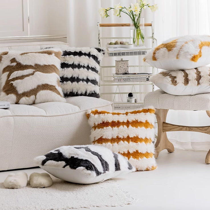 6design marble fur cushion