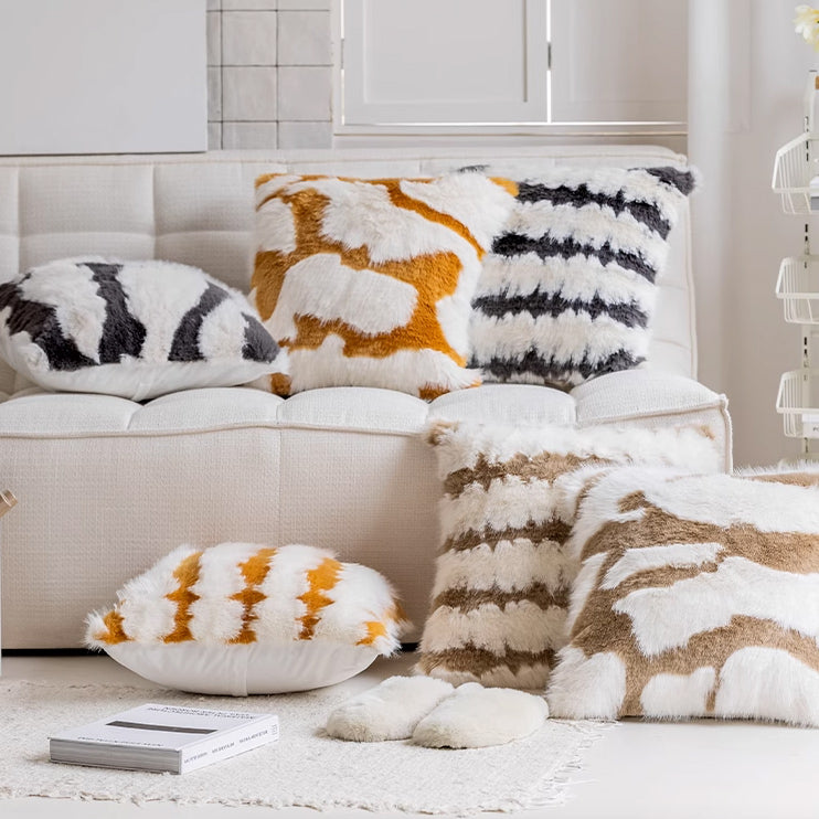 6design marble fur cushion