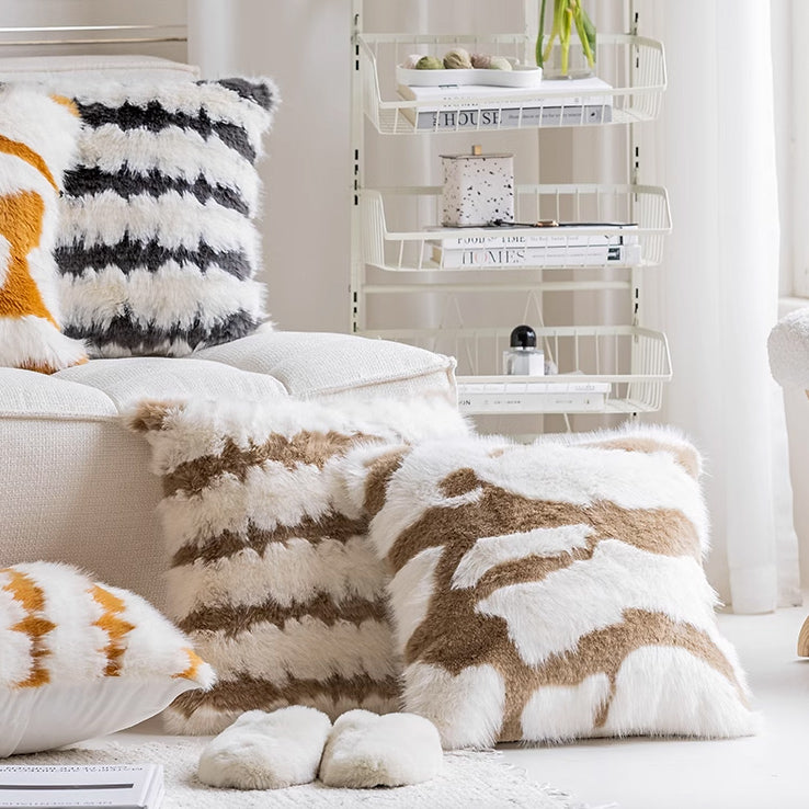 6design marble fur cushion